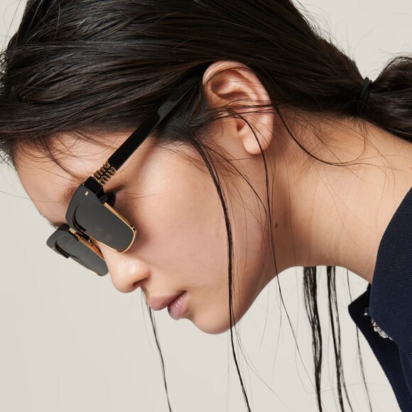 BRAND NEW Miu Miu MU10ZS 1AB5S0 Black Grey Square Unisex Sunglasses 0MU 10ZS main image 5